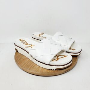 Sam Edelman‎ Sandals Womens 7.5 Adaley White Slide Slip On Shoes Woven Platform